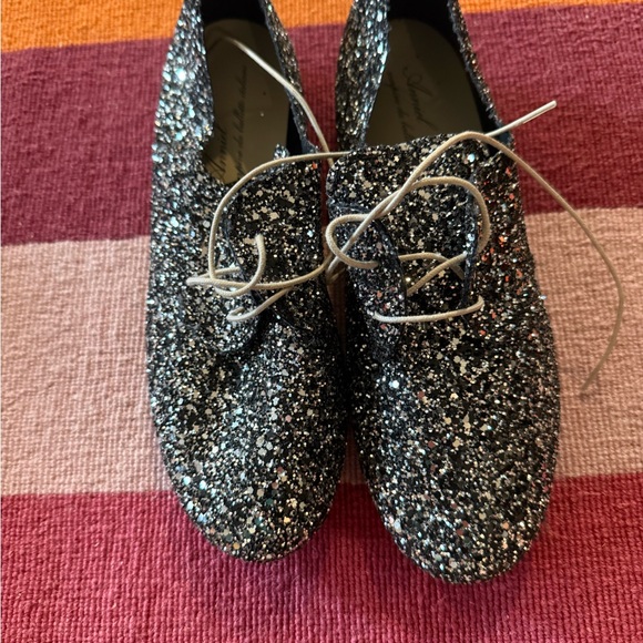 ✨ NWT Anniel Black Glitter Ballet Flats | Size 7 US / 37 EU | Made in Italy ✨ - Picture 1 of 11